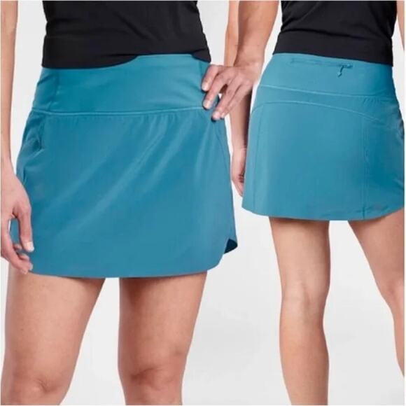 Athleta Run With It Pull On High Rise Athletic Skort Sequoia Blue Womens SIze XS